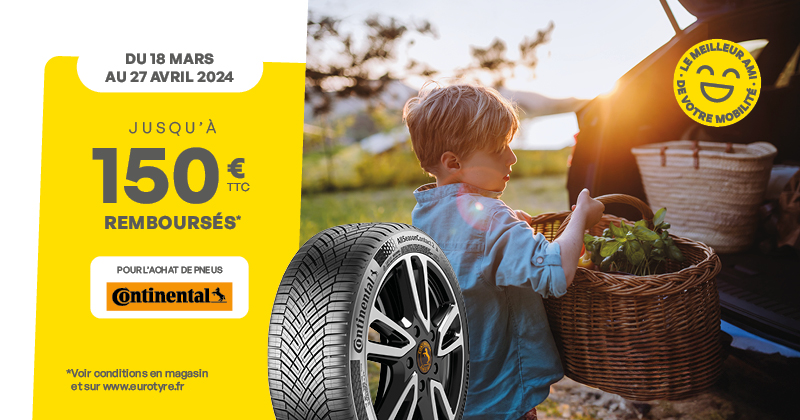 Promotions : Jusqu’à 150€ remboursés* pour l’achat de pneus Continental